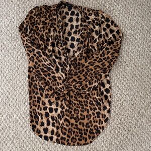 Olivaceous Brown Leopard Print Blouse